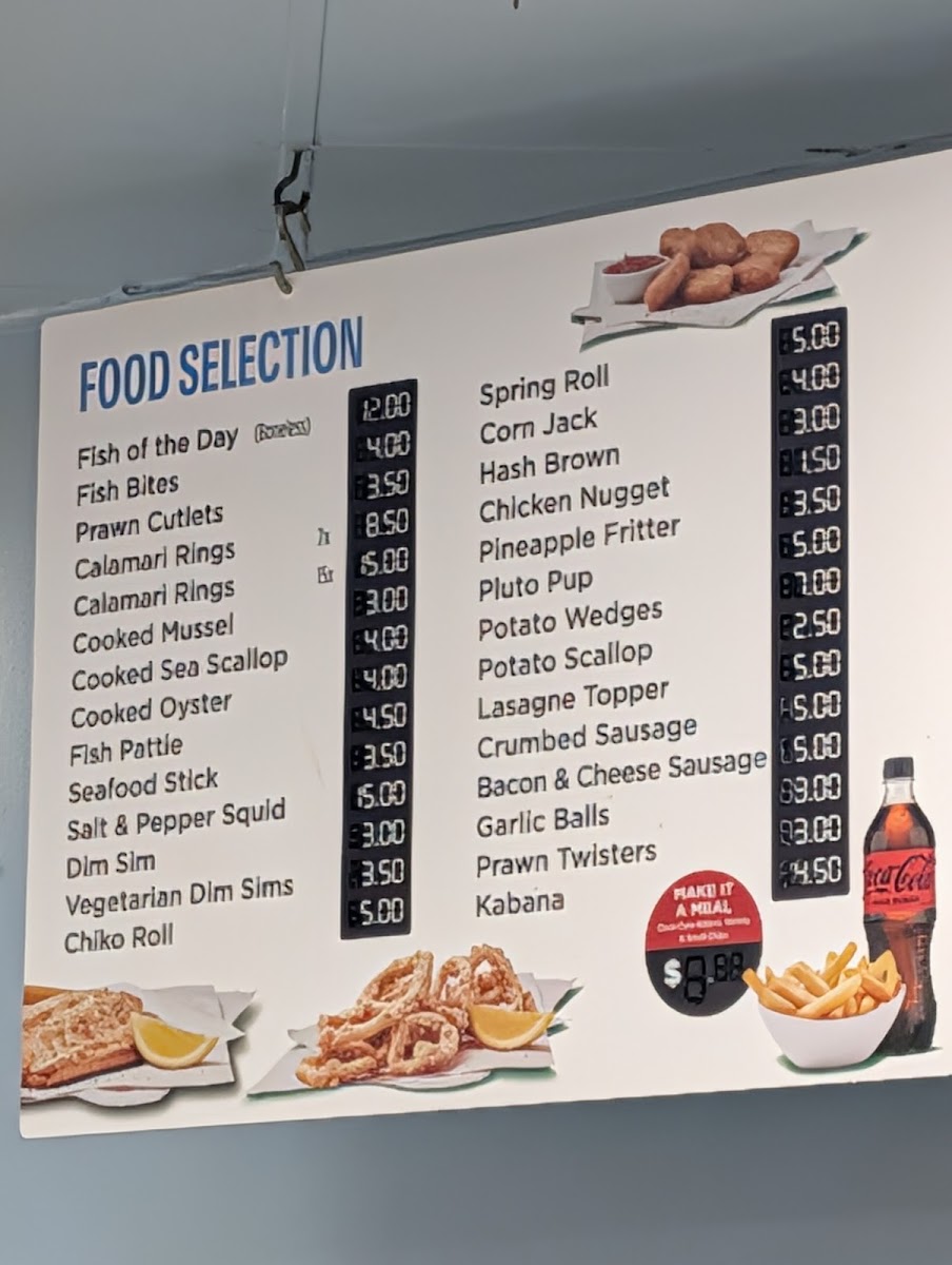 Mulgrave Seafoods menu board