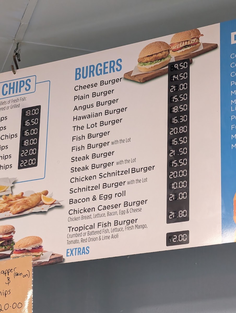 Mulgrave Seafoods menu board