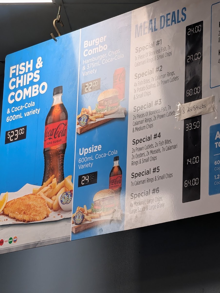 Mulgrave Seafoods menu board