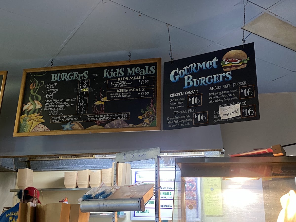 Mulgrave Seafoods menu board