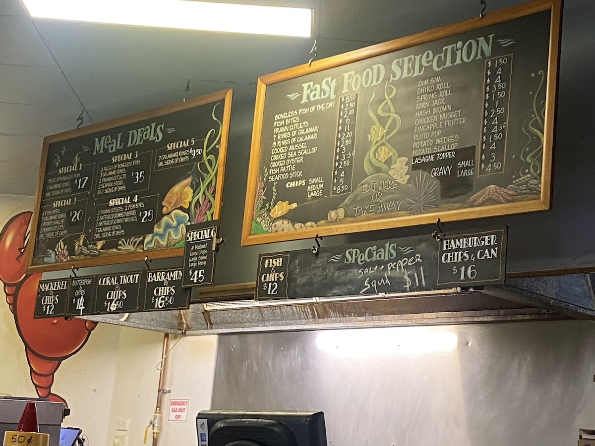 Mulgrave Seafoods menu board