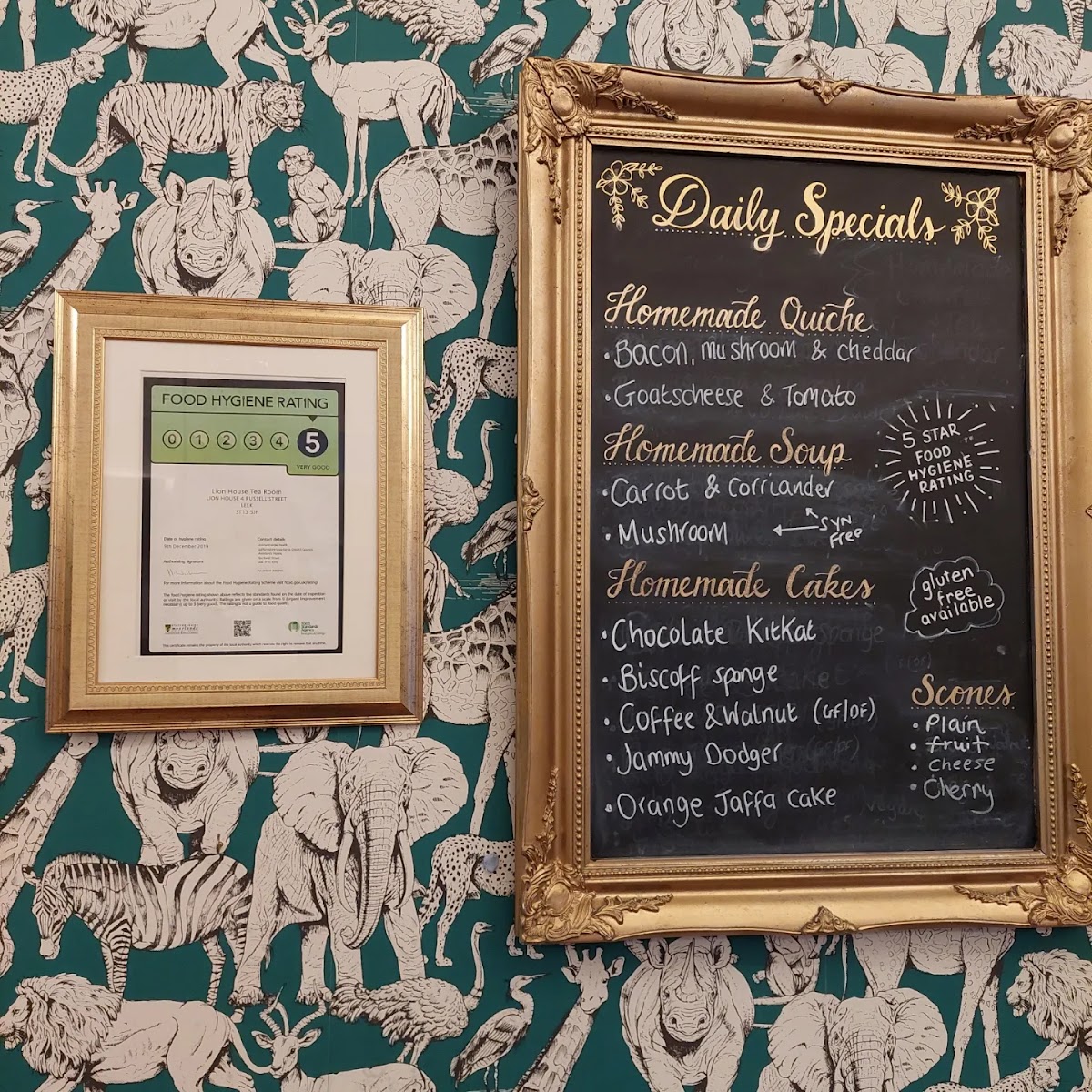 Lion House Tearoom menu board