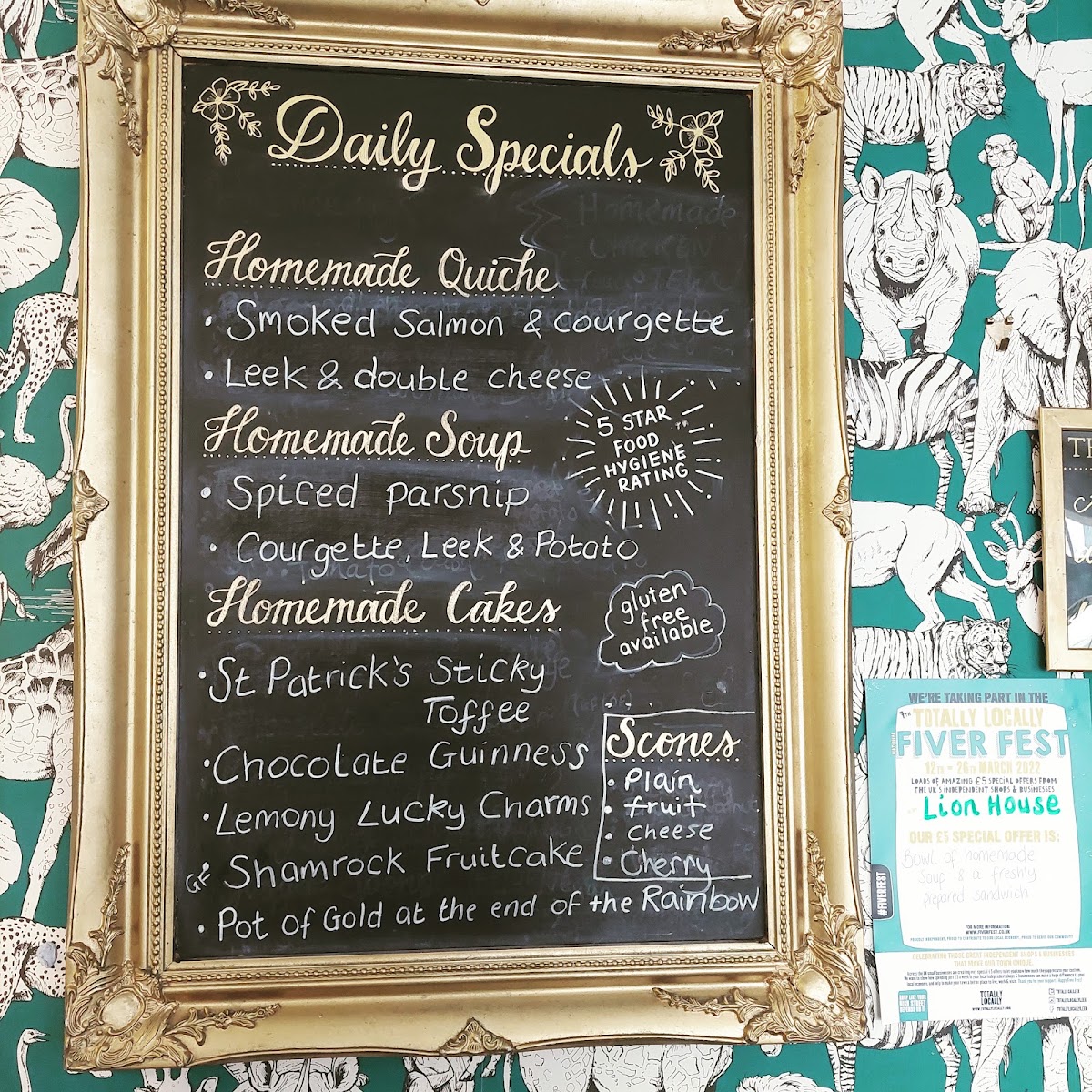 Lion House Tearoom menu board