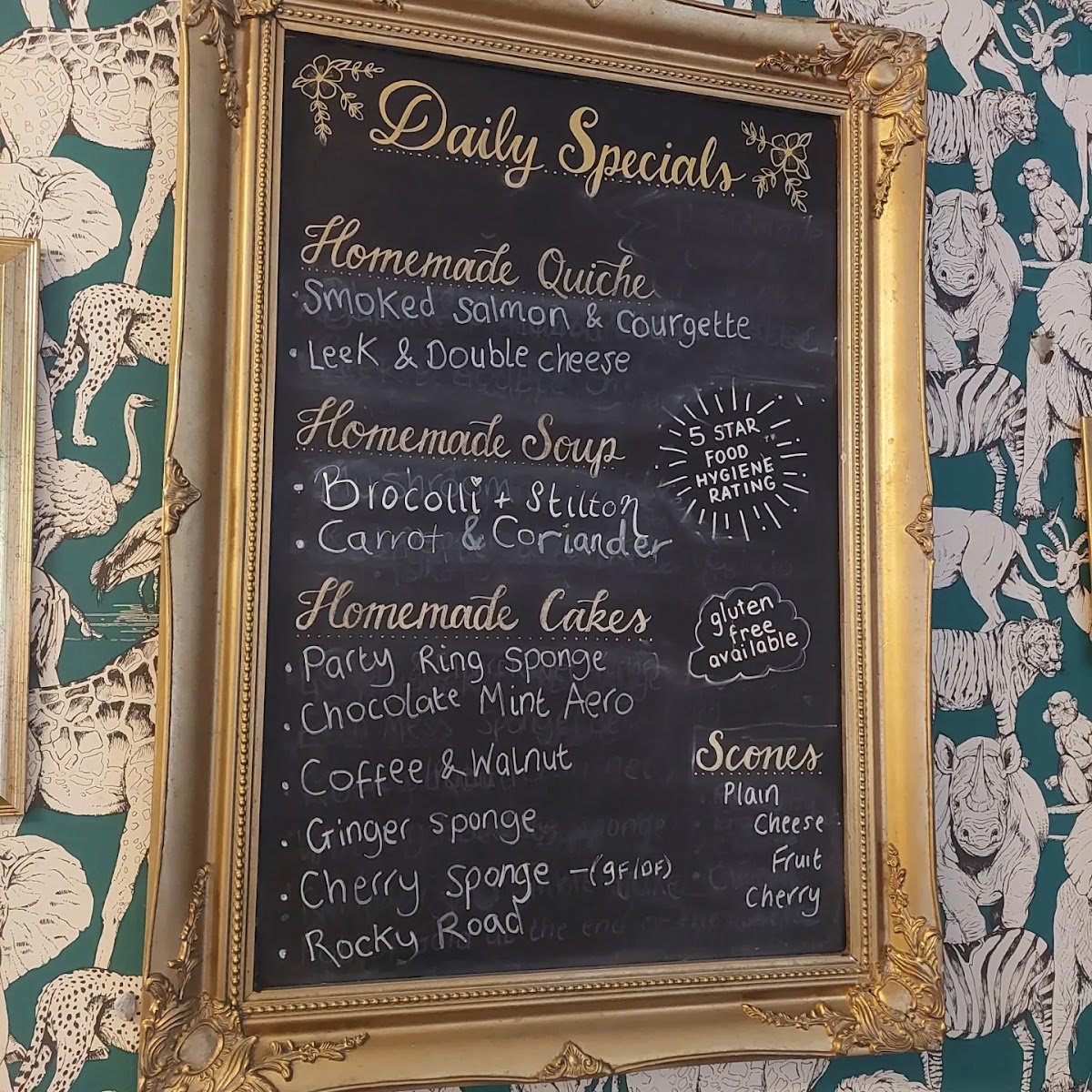 Lion House Tearoom menu board
