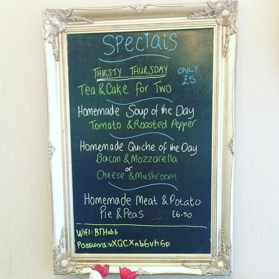 Lion House Tearoom menu board