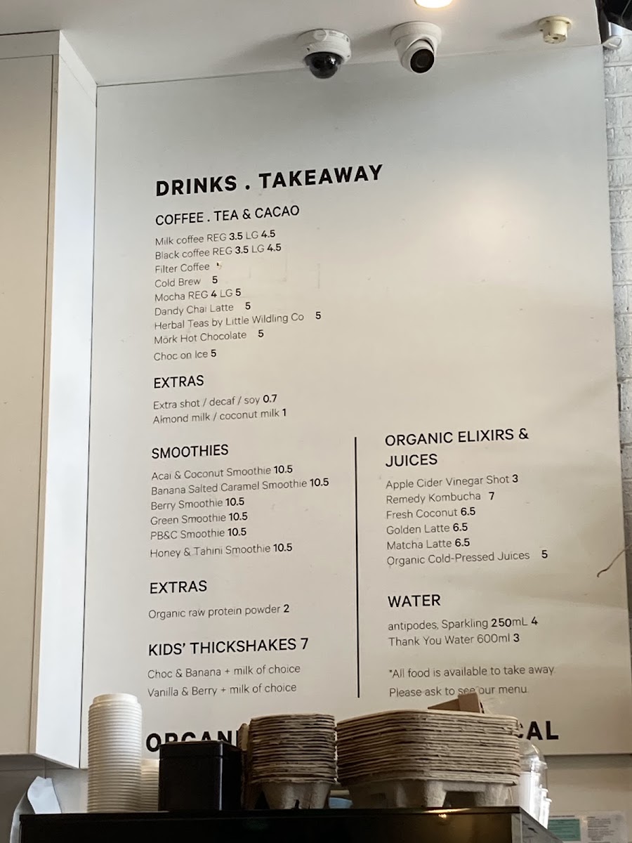Warren & Holt Wholefoods Eatery menu board