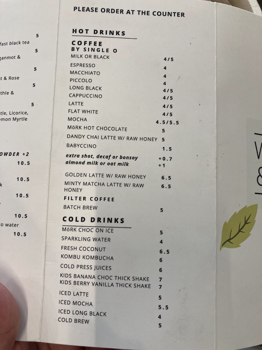 Warren & Holt Wholefoods Eatery menu board