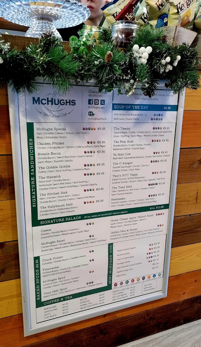 McHugh's Cafe menu board