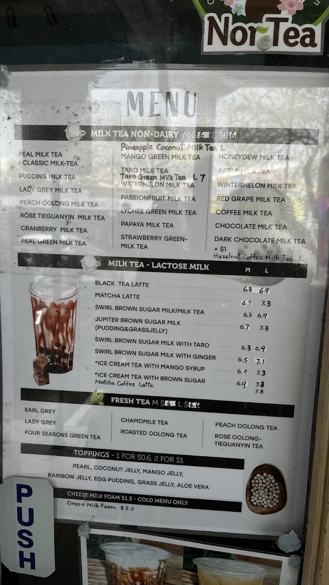Nor Tea 找茶 menu board