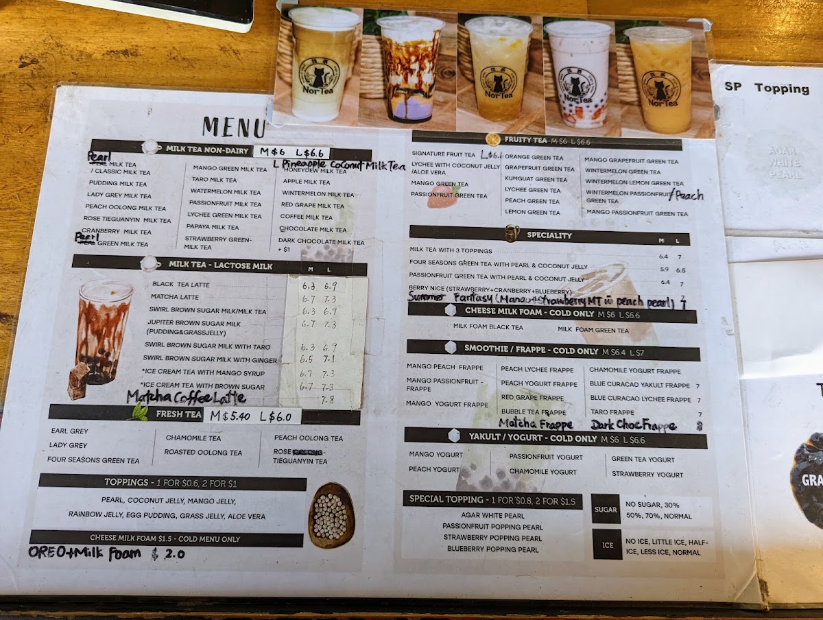 Nor Tea 找茶 menu board
