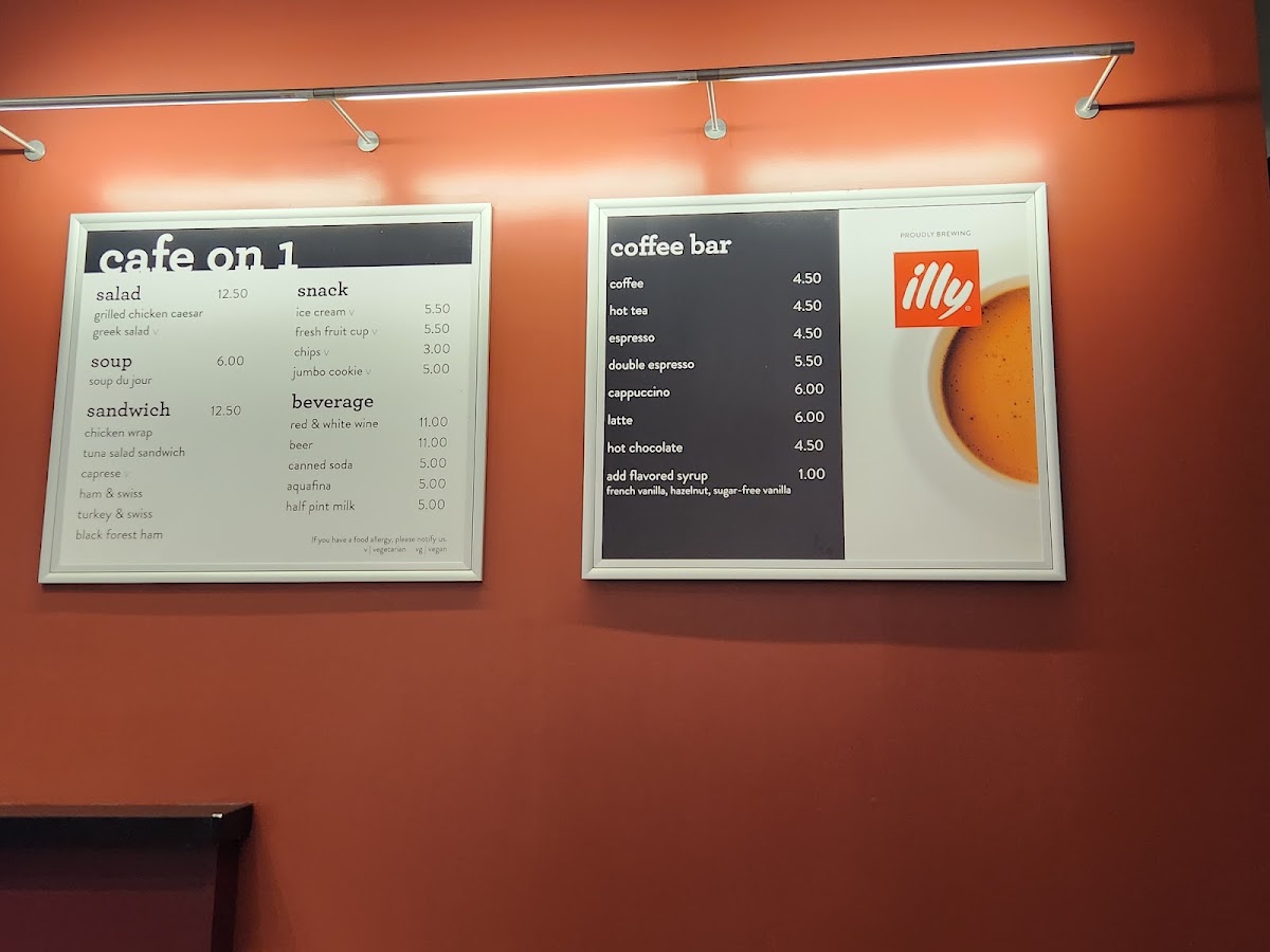 Cafe On 1 menu board