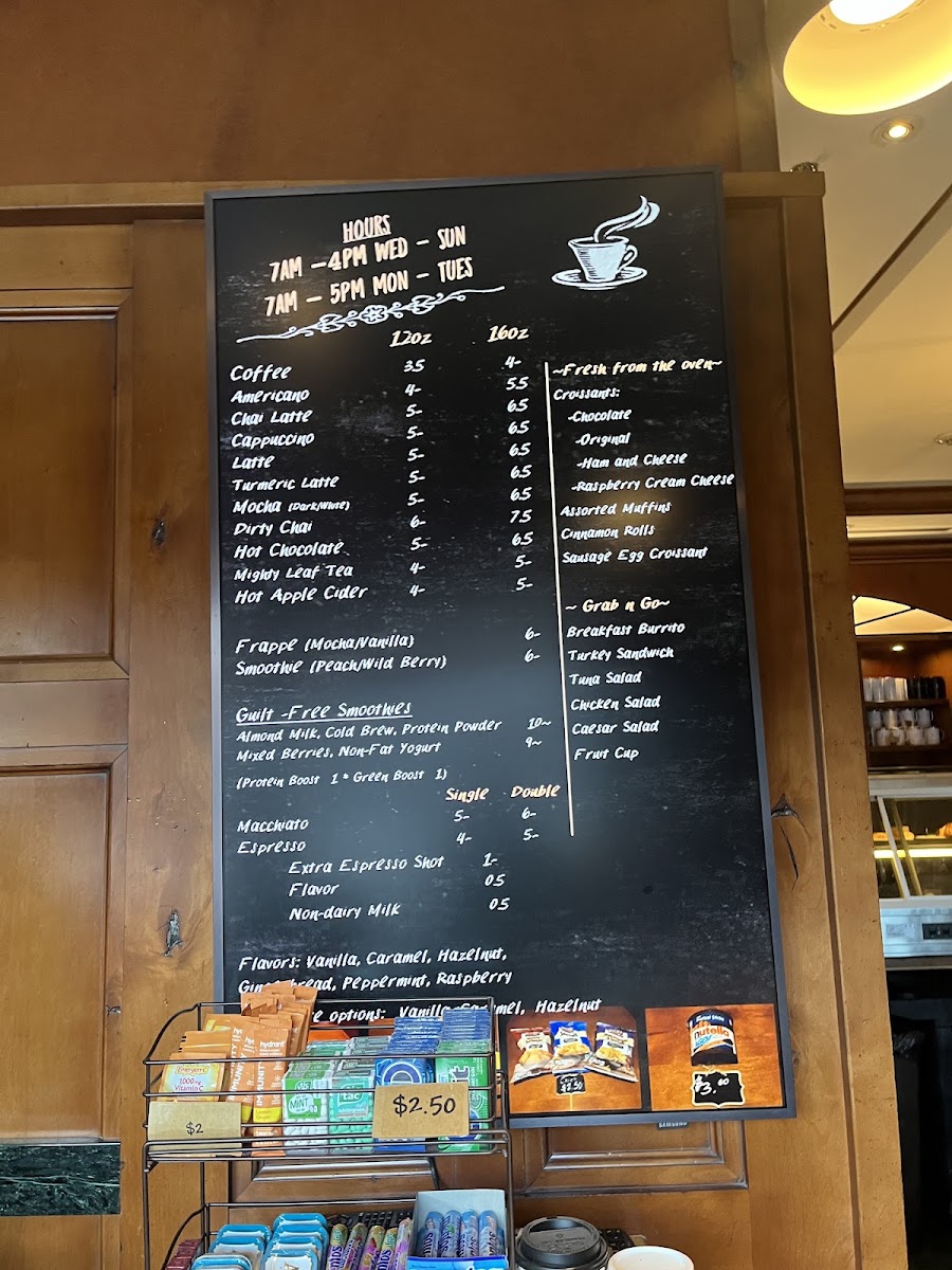 Caffe Siena menu board