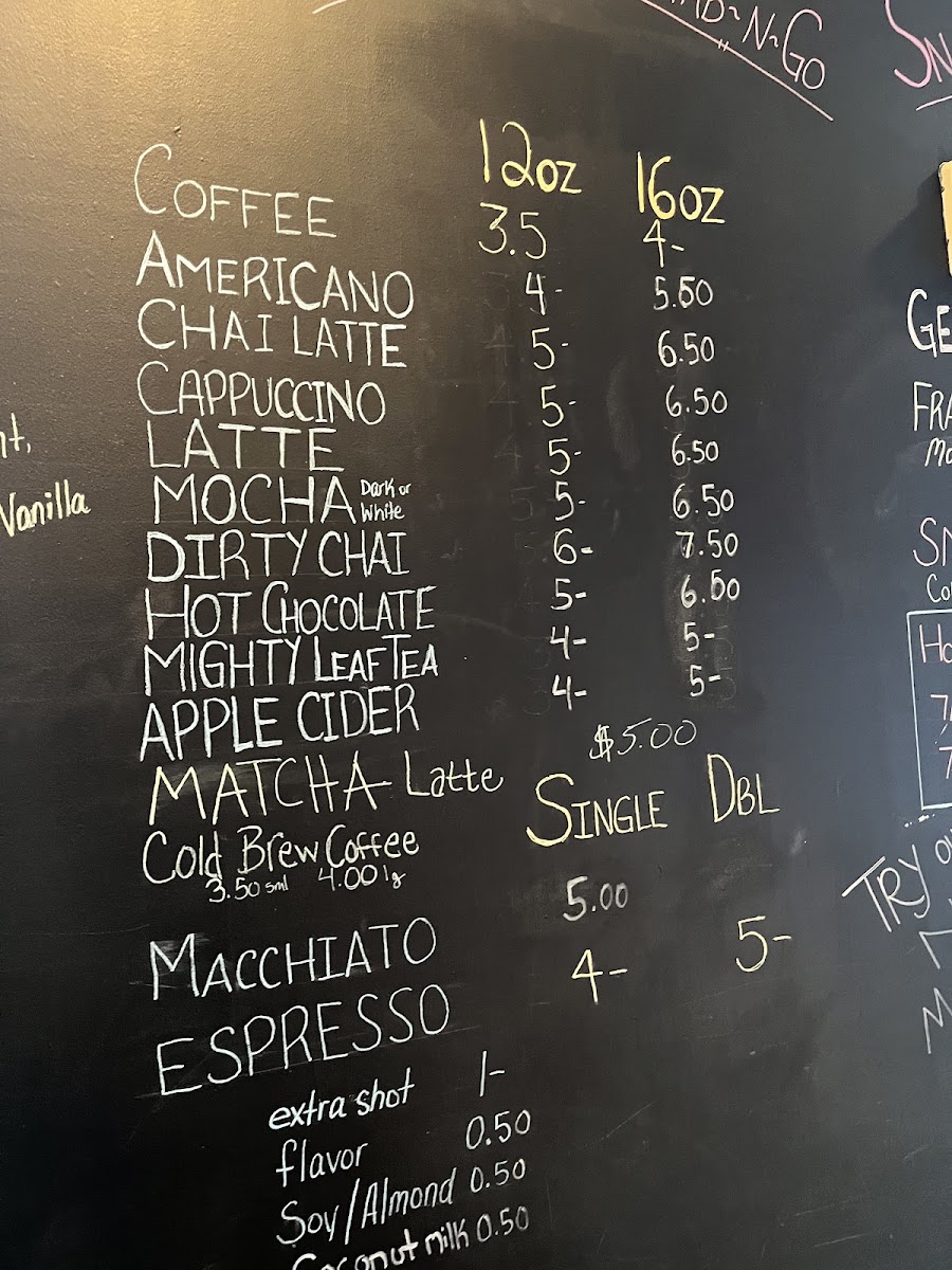 Caffe Siena menu board