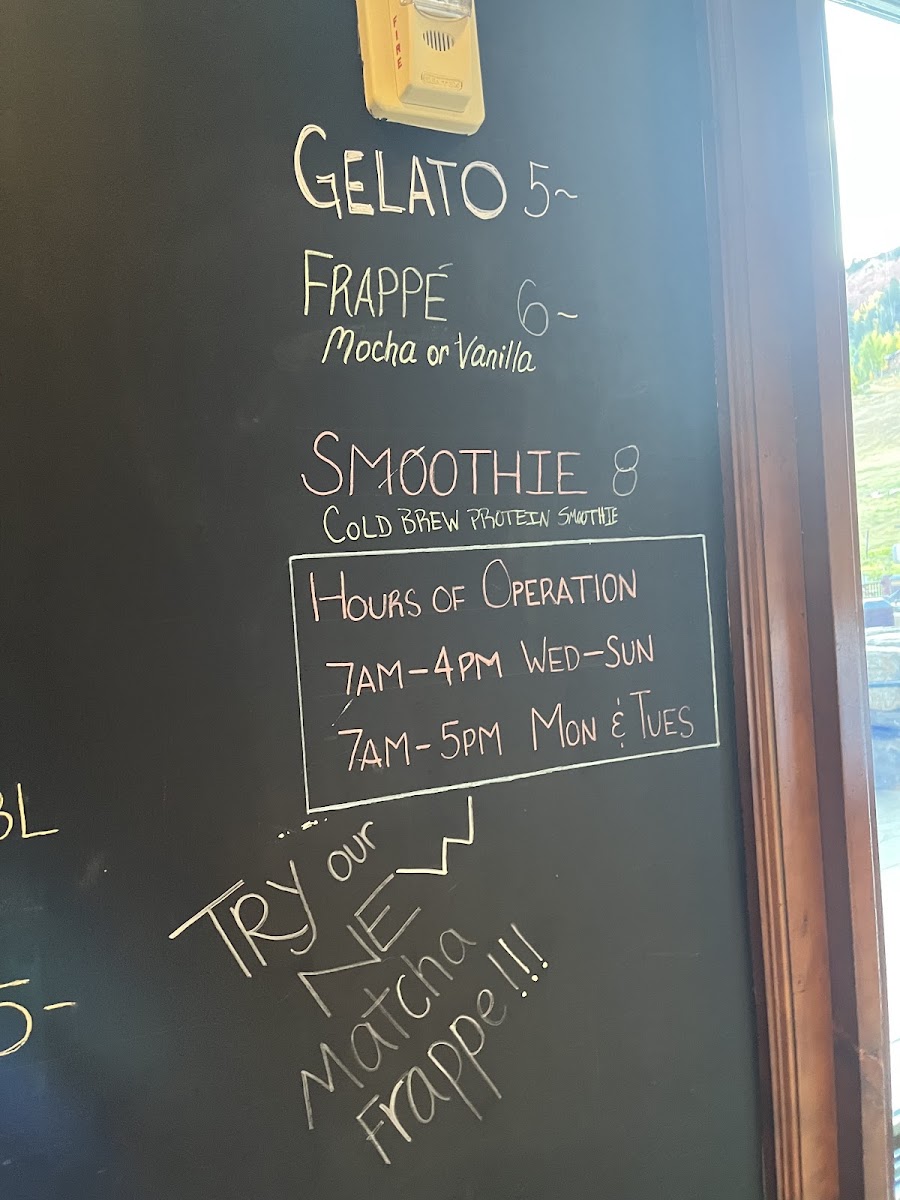 Caffe Siena menu board