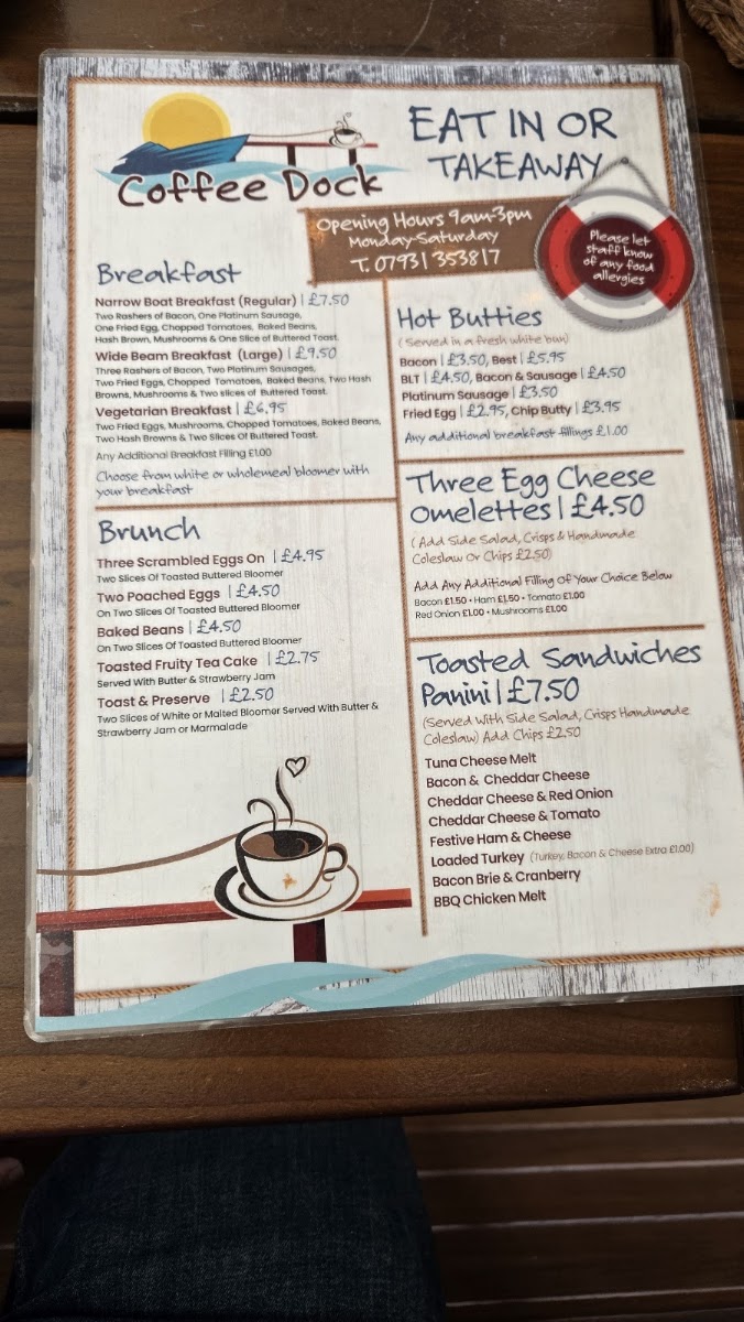 Coffee Dock menu board