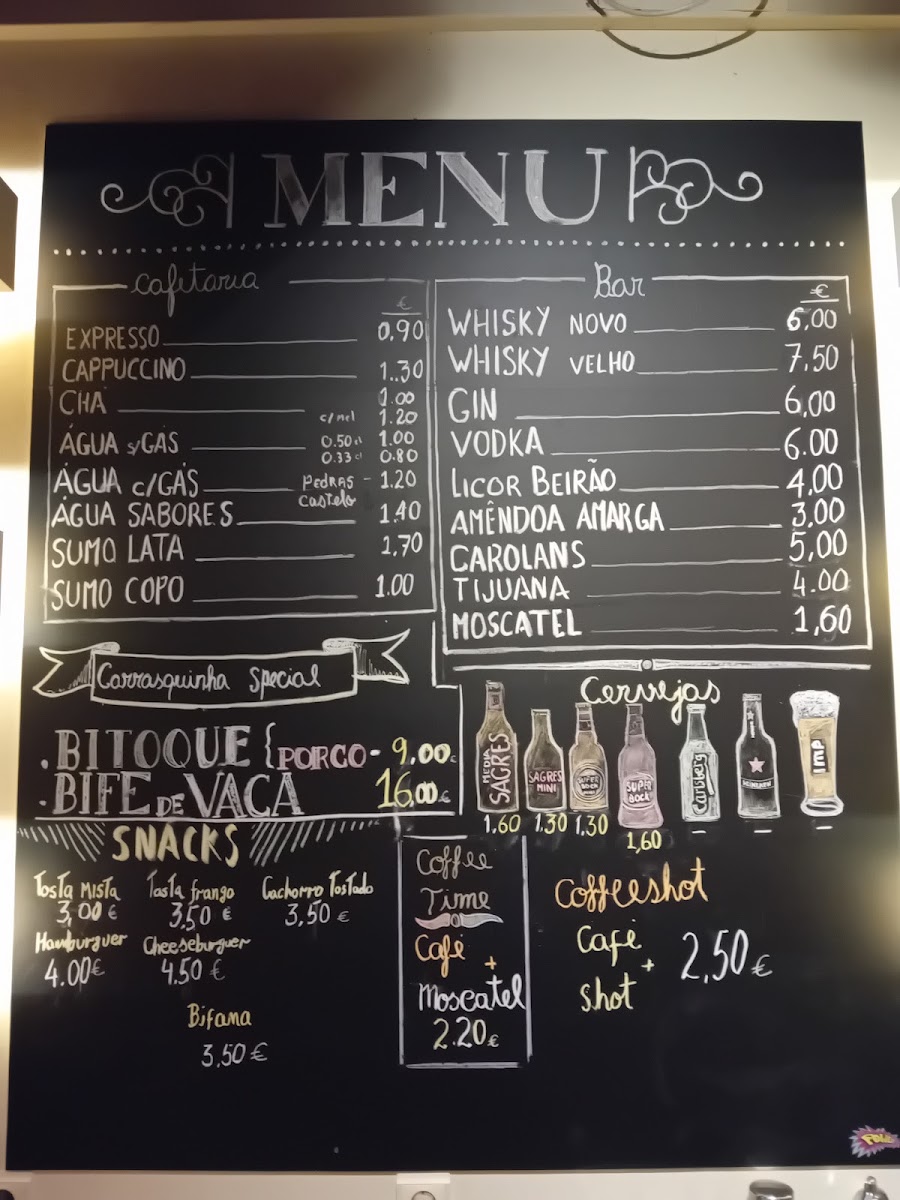 Carrasquinha Bar menu board