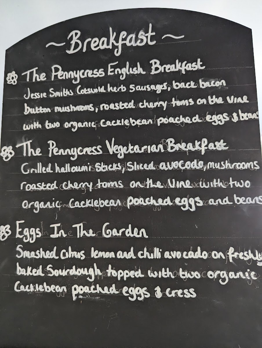 The Pennycress menu board