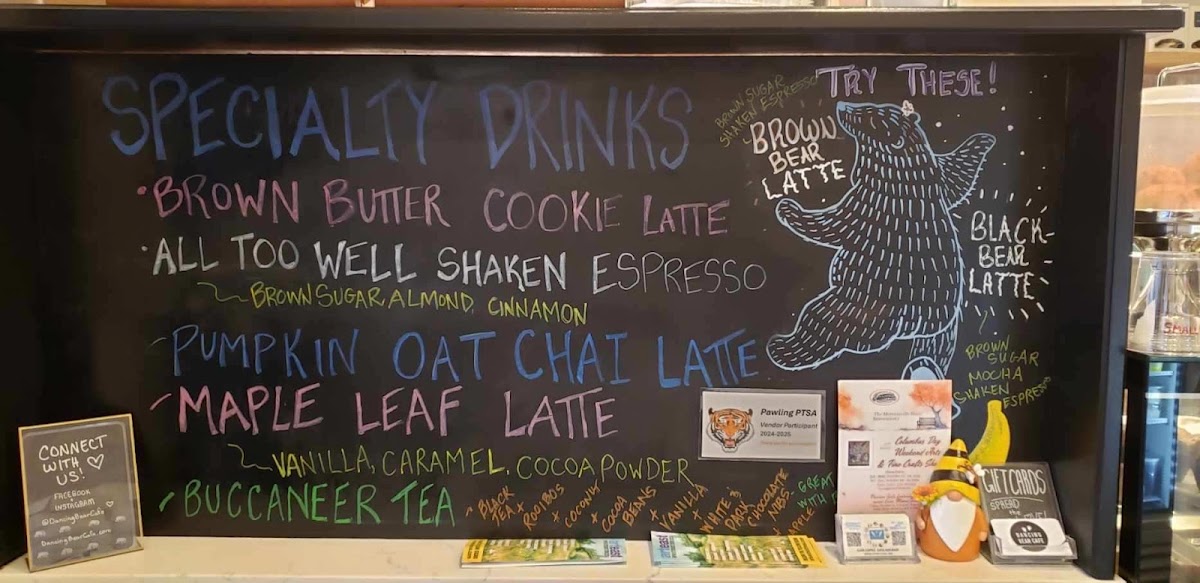 Dancing Bear Cafe menu board