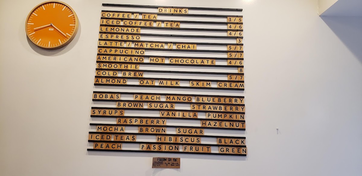 Dancing Bear Cafe menu board
