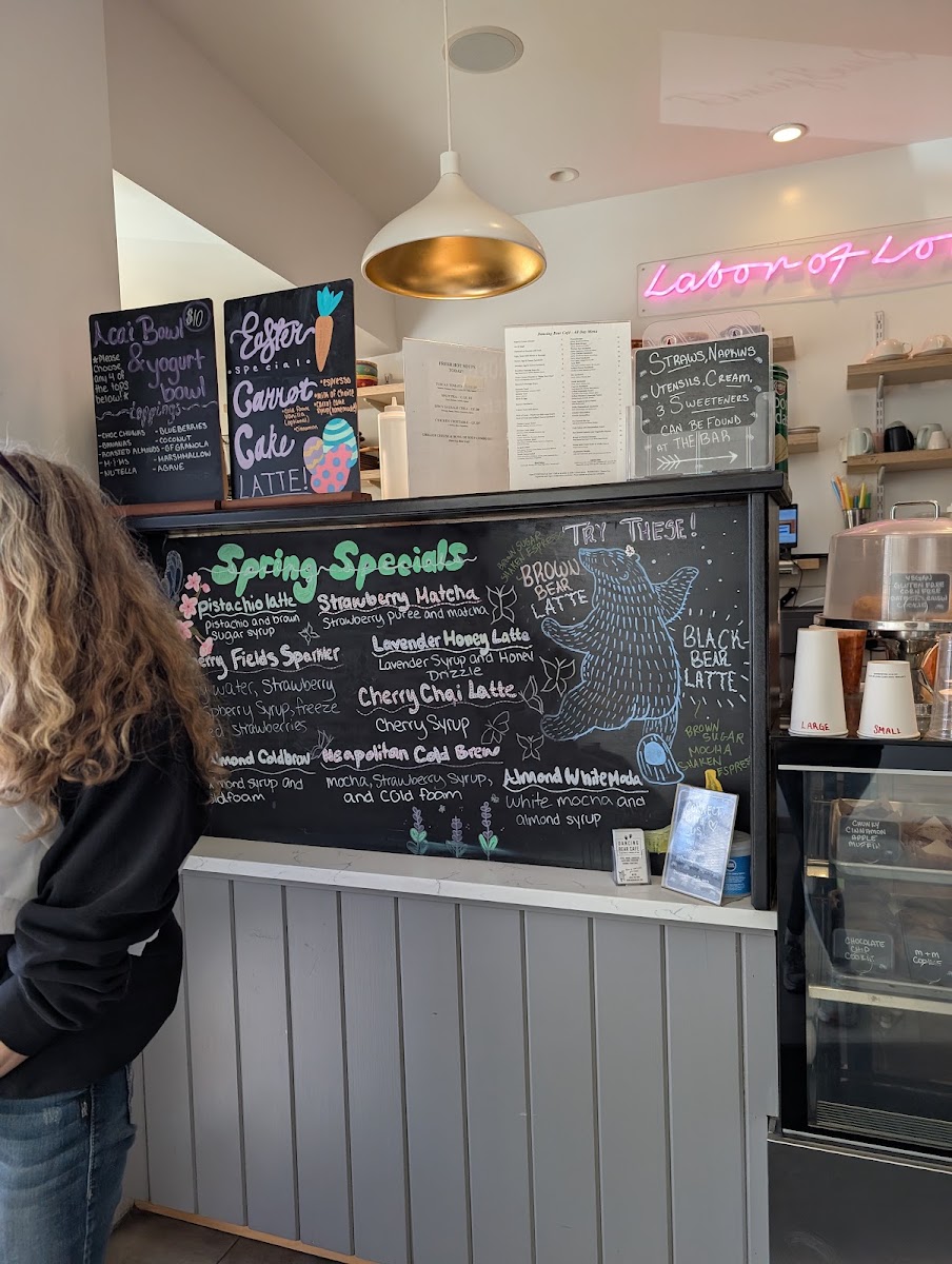 Dancing Bear Cafe menu board