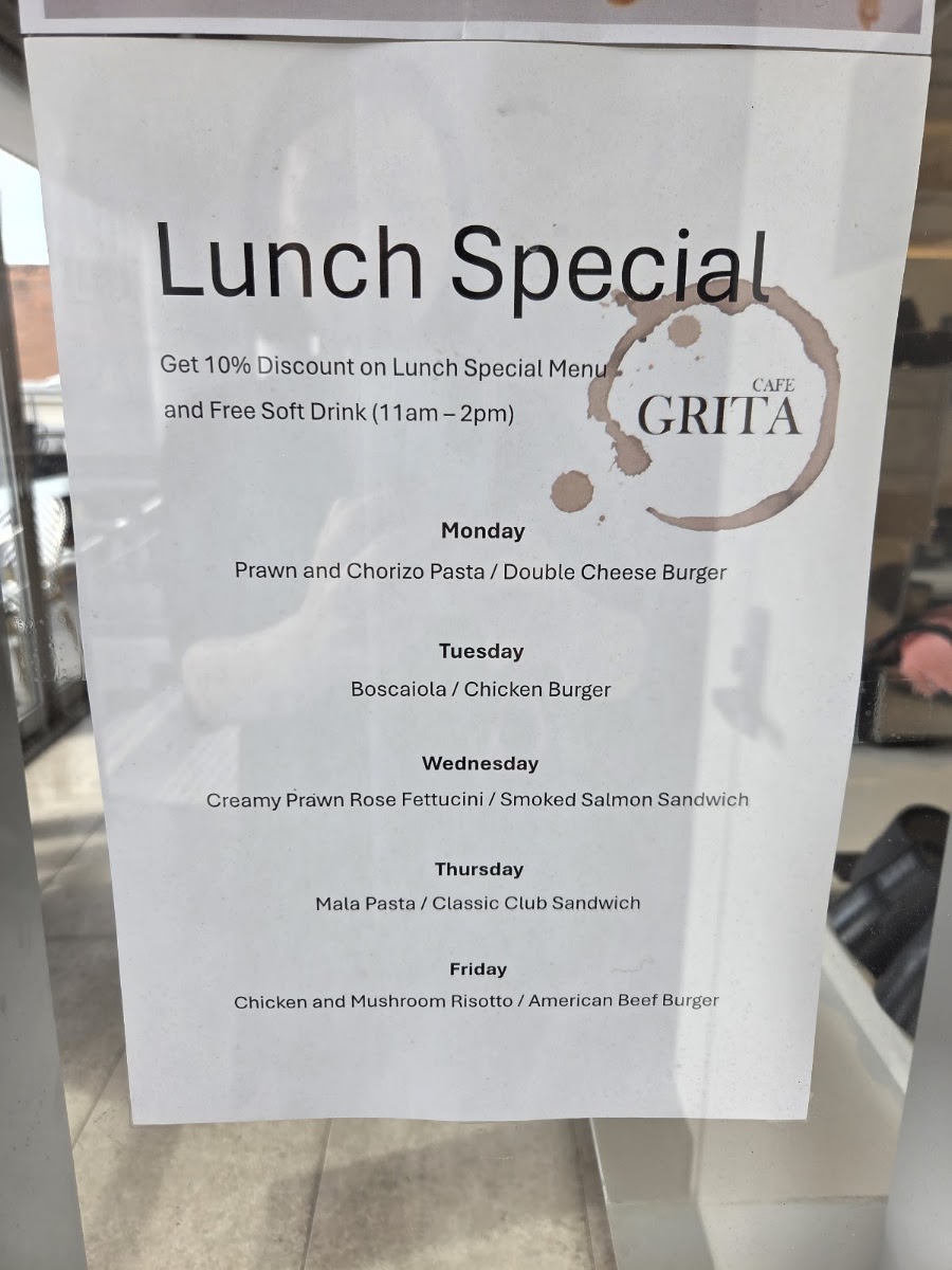 Cafe Grita menu board