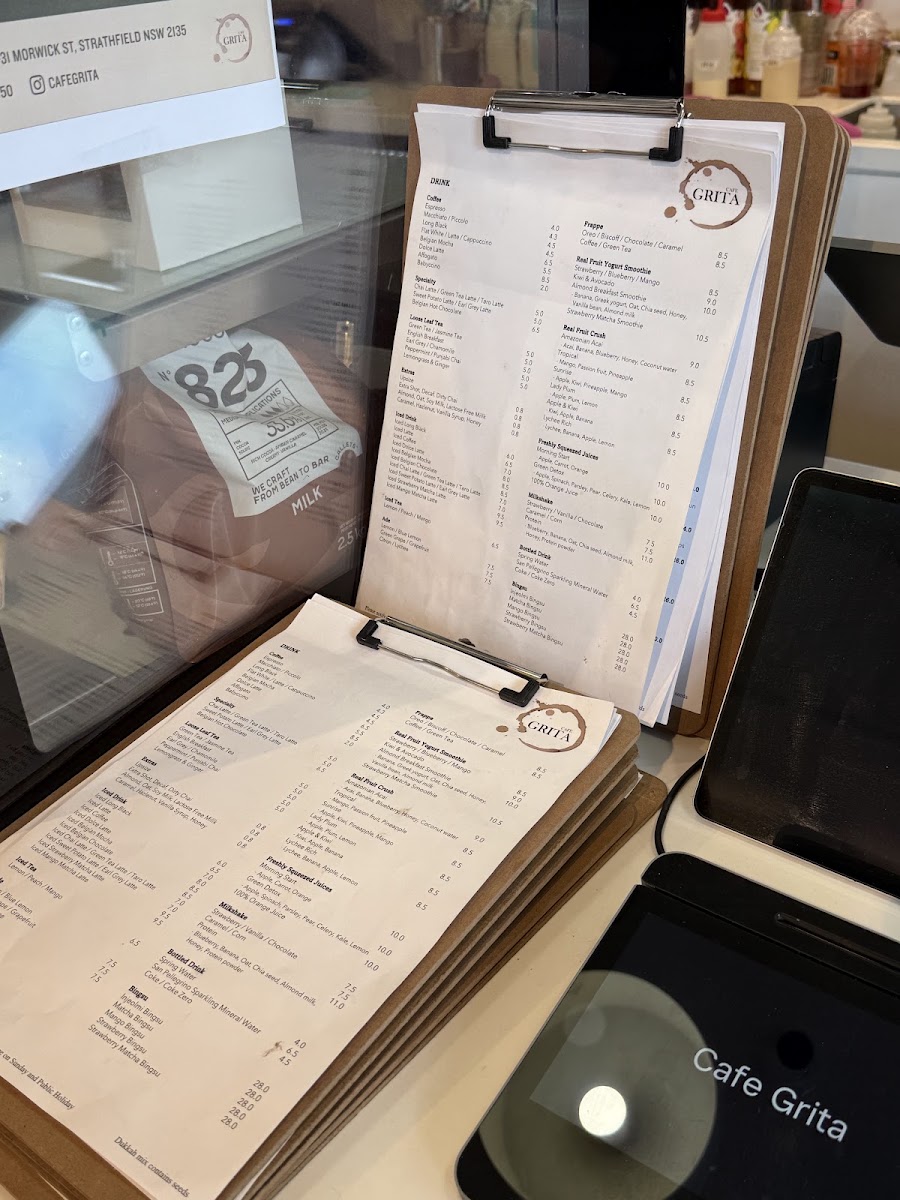 Cafe Grita menu board