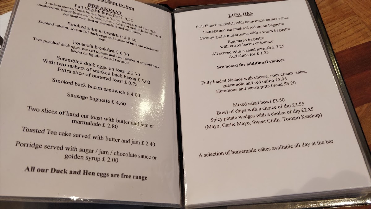Crabtrees Cafe Bar menu board