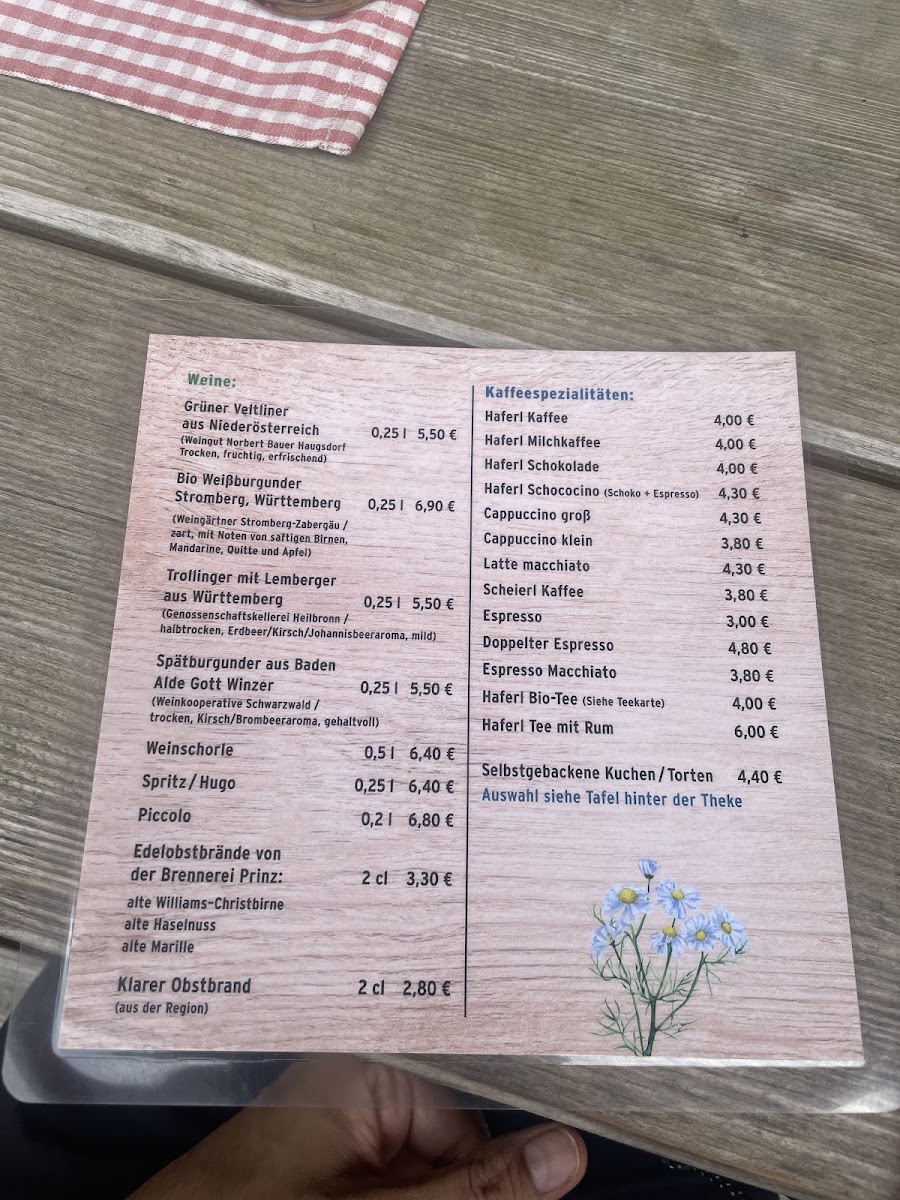 Mangfalltal-Alm menu board