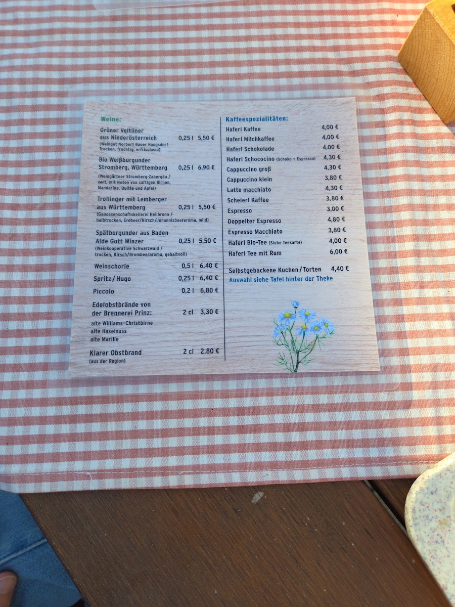 Mangfalltal-Alm menu board