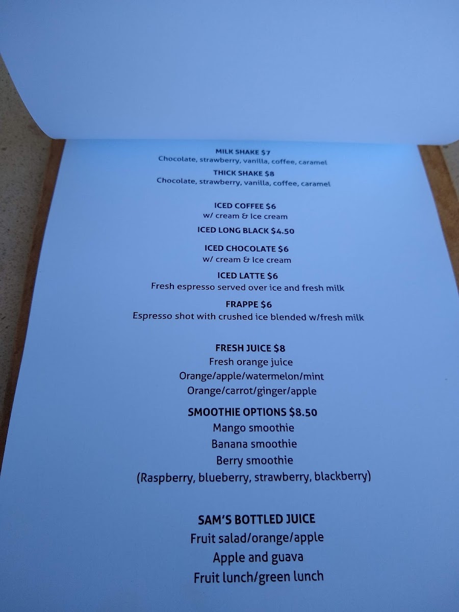 Strand View Cafe menu board