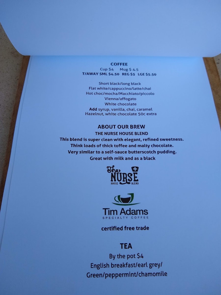 Strand View Cafe menu board