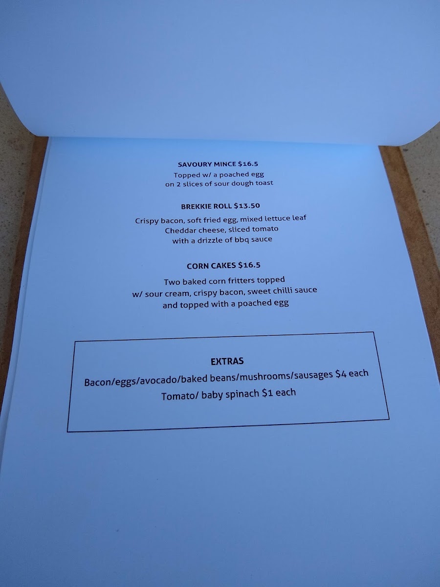 Strand View Cafe menu board