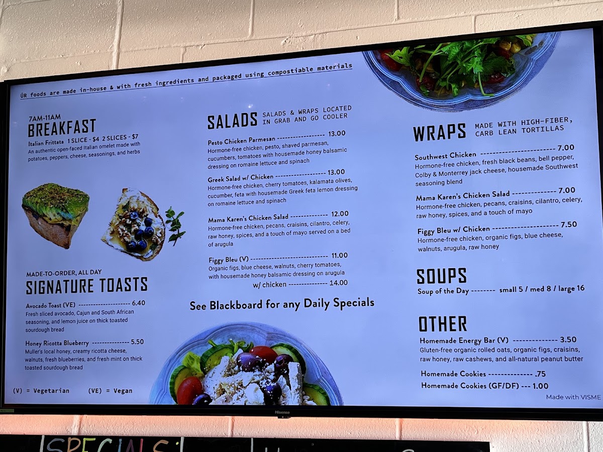 UR Teas: Modern Tea Brewing Co. menu board