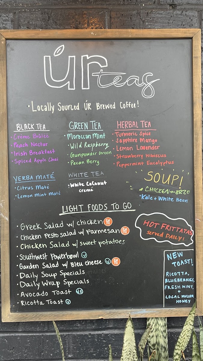 UR Teas: Modern Tea Brewing Co. menu board