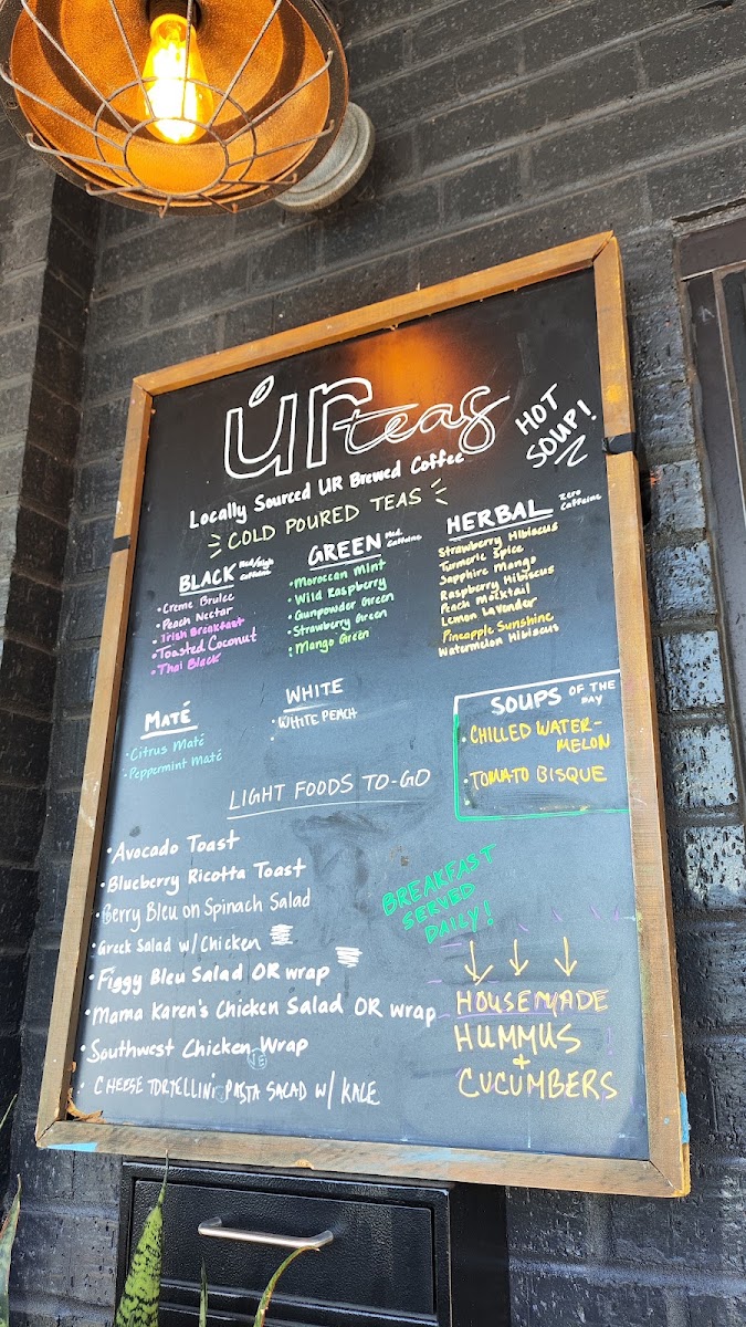 UR Teas: Modern Tea Brewing Co. menu board