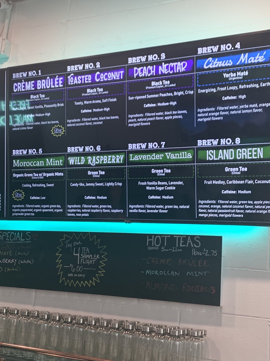 UR Teas: Modern Tea Brewing Co. menu board