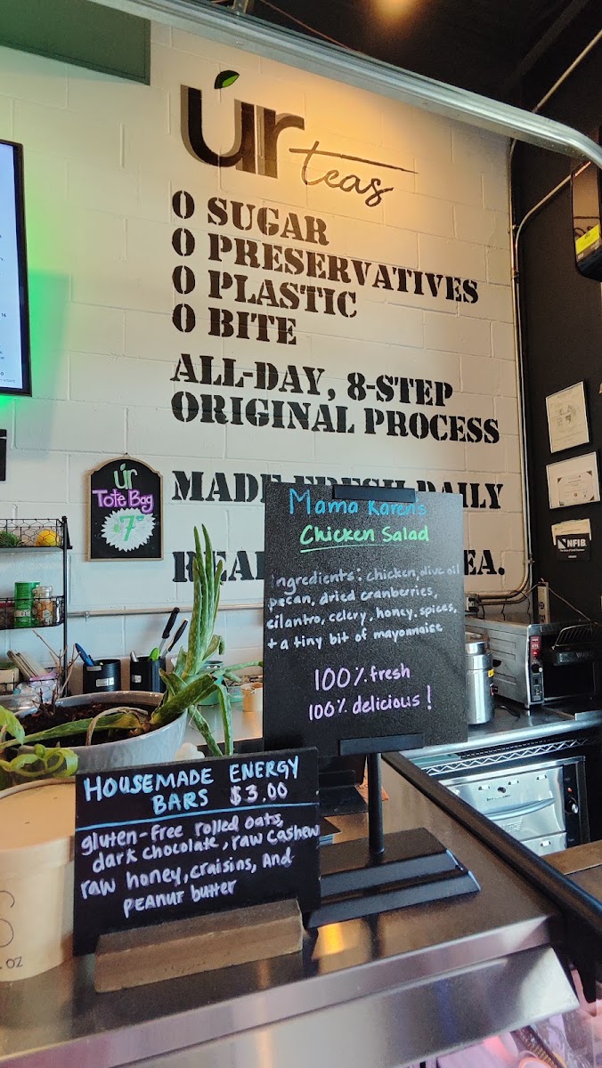 UR Teas: Modern Tea Brewing Co. menu board