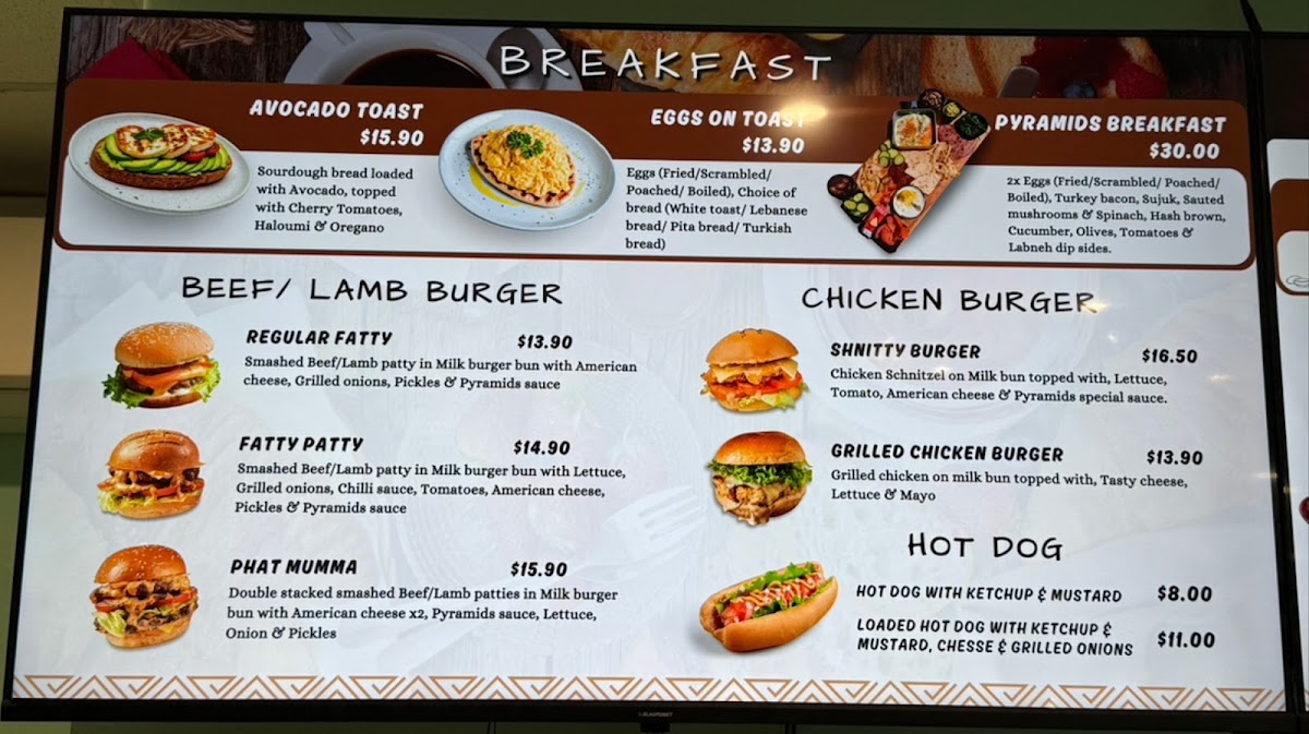 Pyramids Café menu board