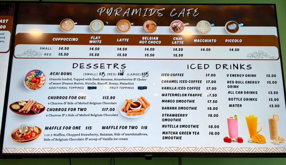Pyramids Café menu board