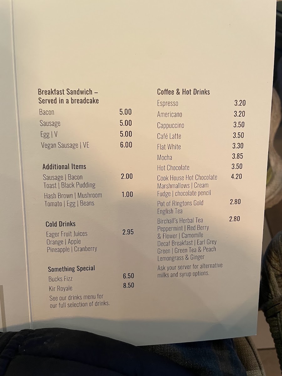 West Park Cafe menu board