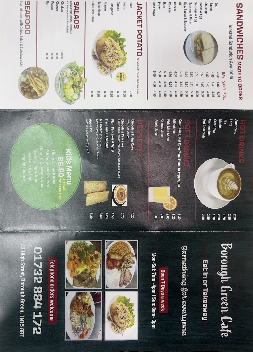 Borough Green Cafe menu board