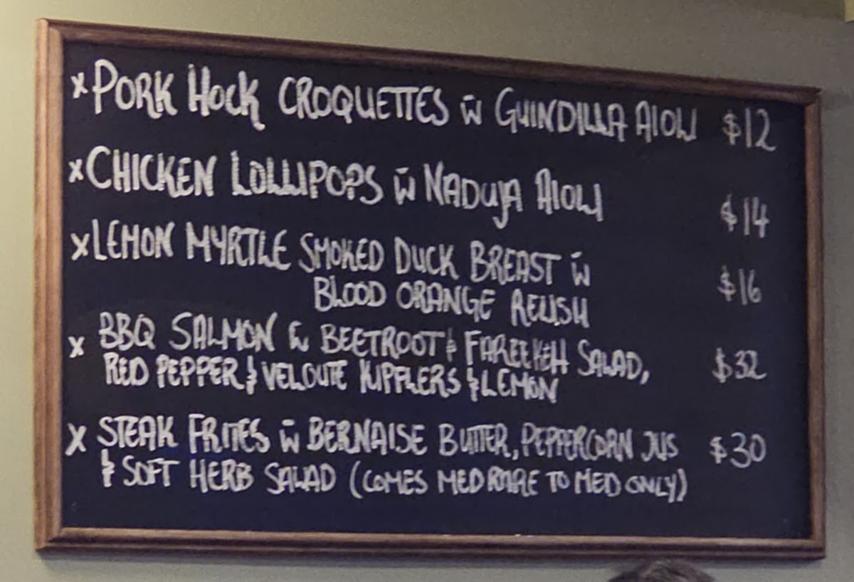 Petrel Hotel menu board