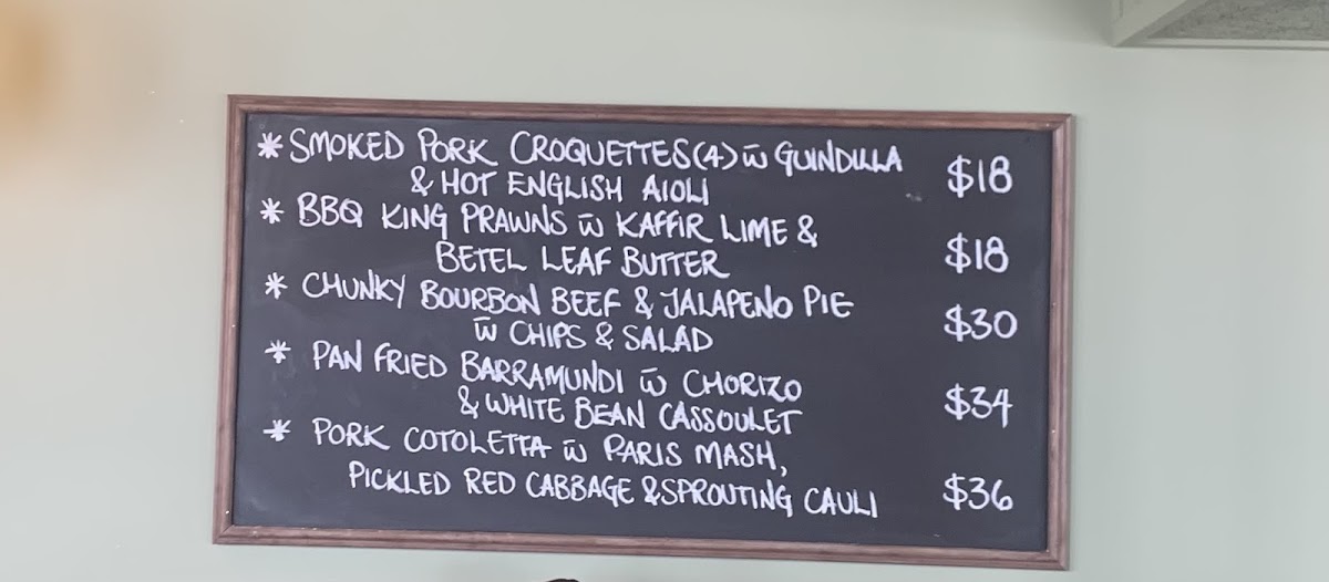 Petrel Hotel menu board