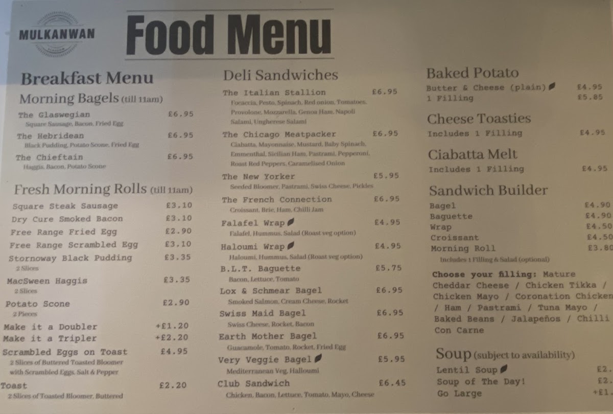 Mulkanwan menu board