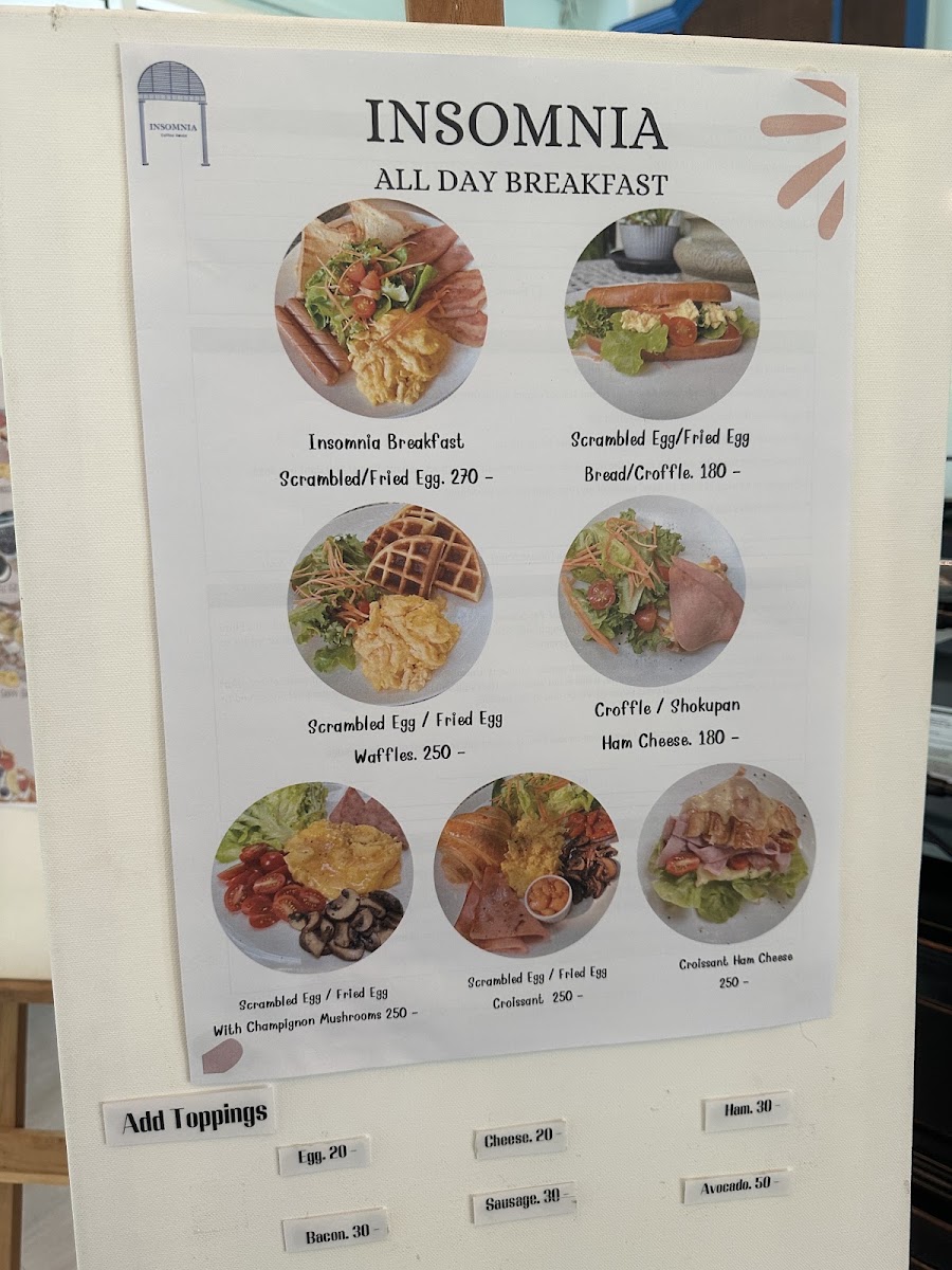 Insomnia Coffee House menu board