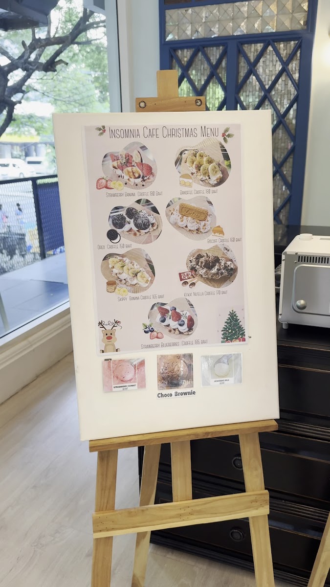 Insomnia Coffee House menu board
