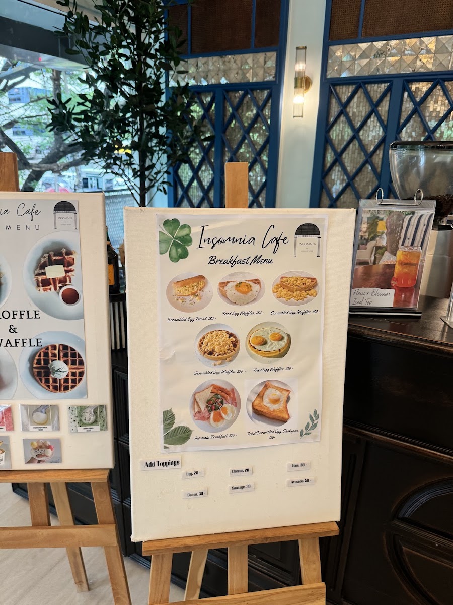 Insomnia Coffee House menu board