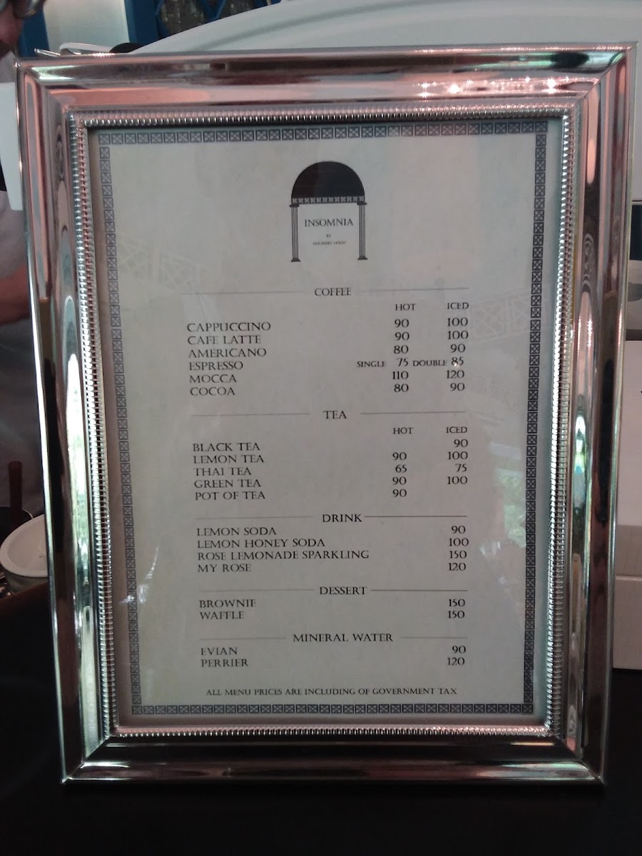 Insomnia Coffee House menu board