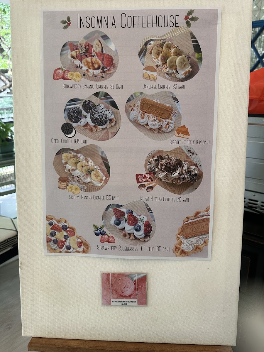 Insomnia Coffee House menu board