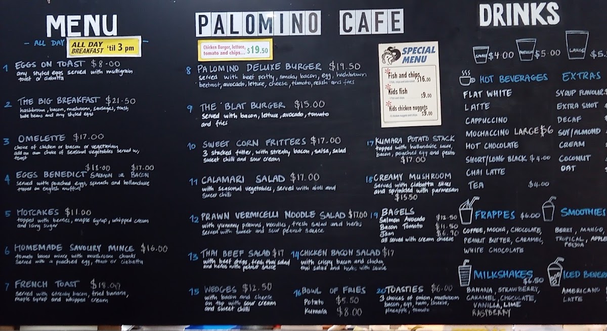 Palomino Cafe menu board
